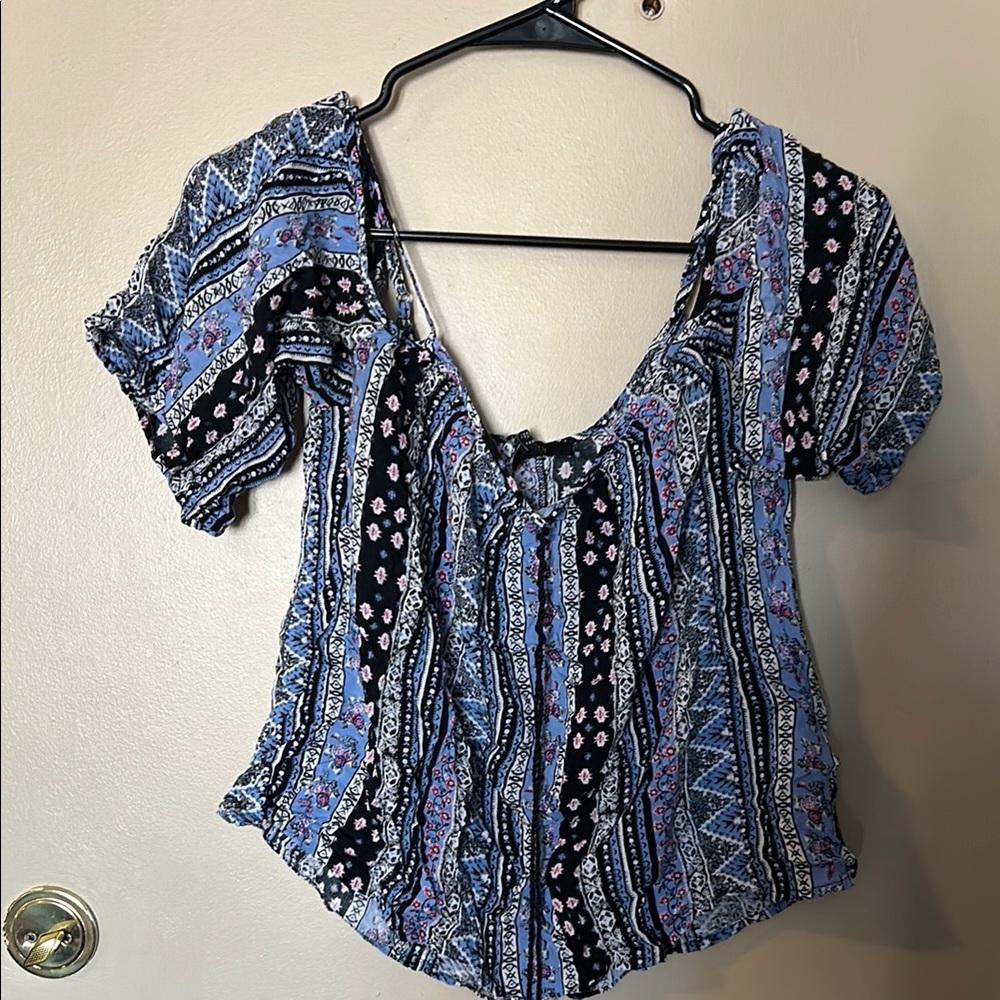 Blue Patterned Women's Top